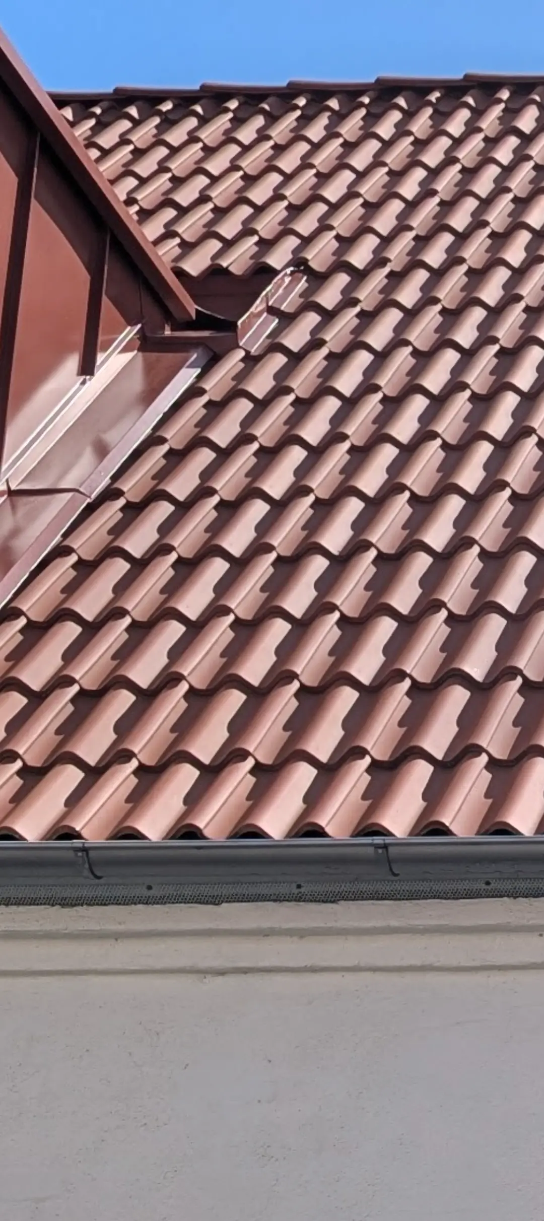 Laxrosa betongpannor i närbild