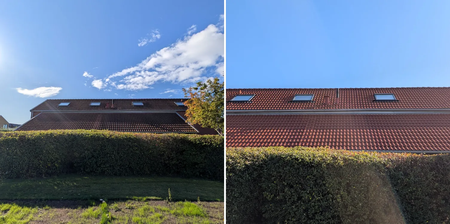 Tak före och efter taktvätt av UNIWASH