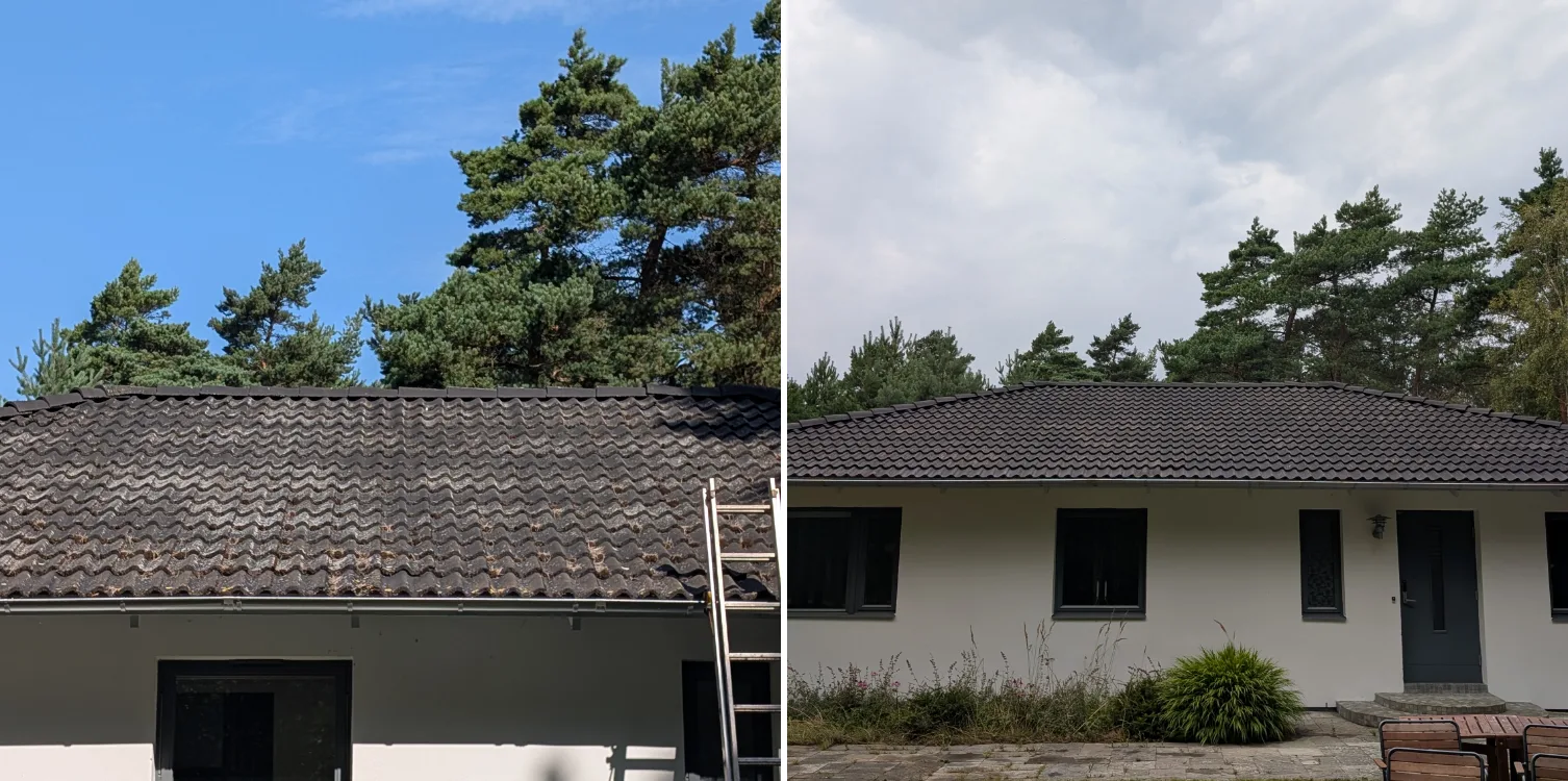 Tak före och efter taktvätt av UNIWASH