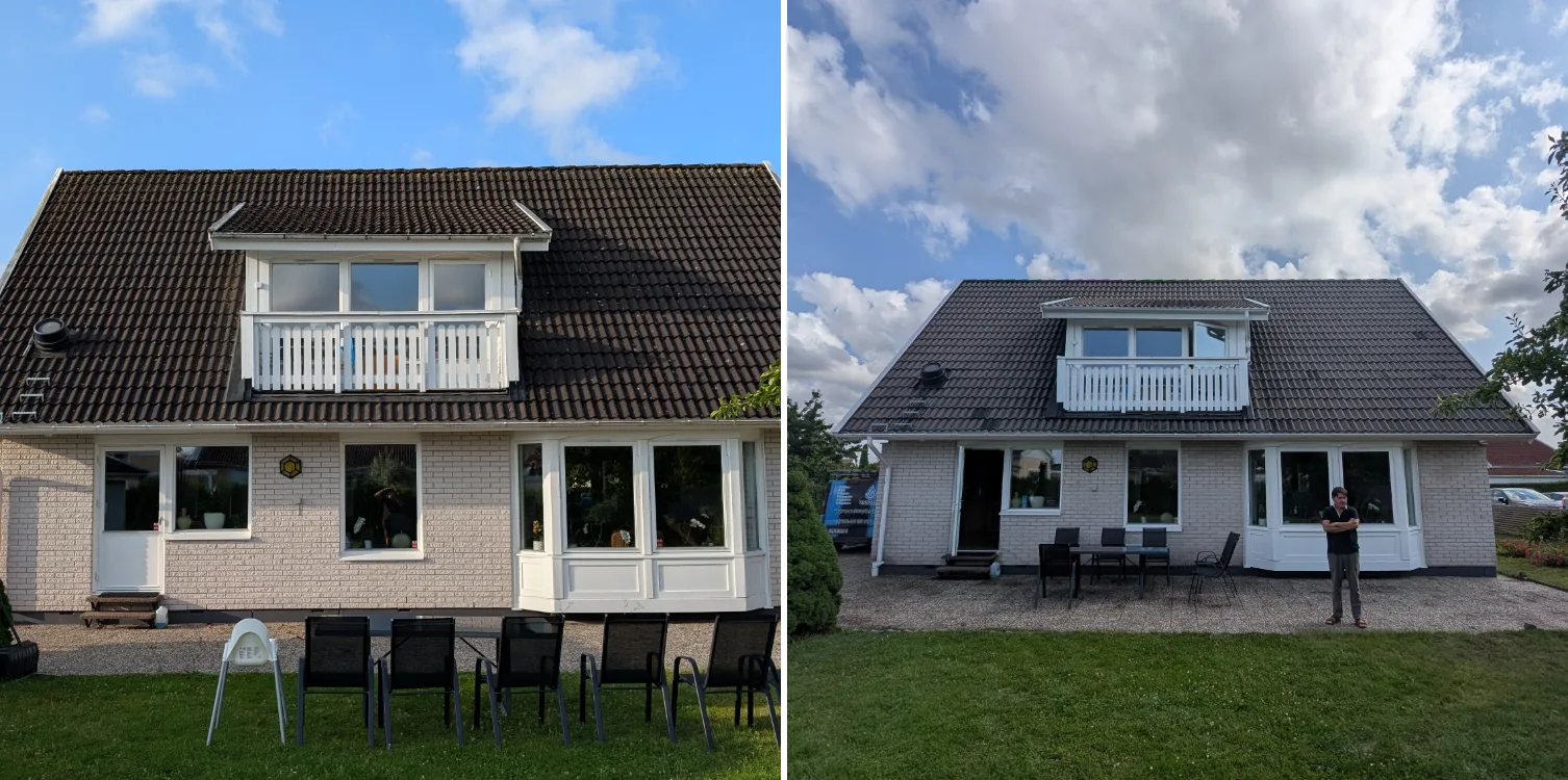 Tak före och efter taktvätt av UNIWASH