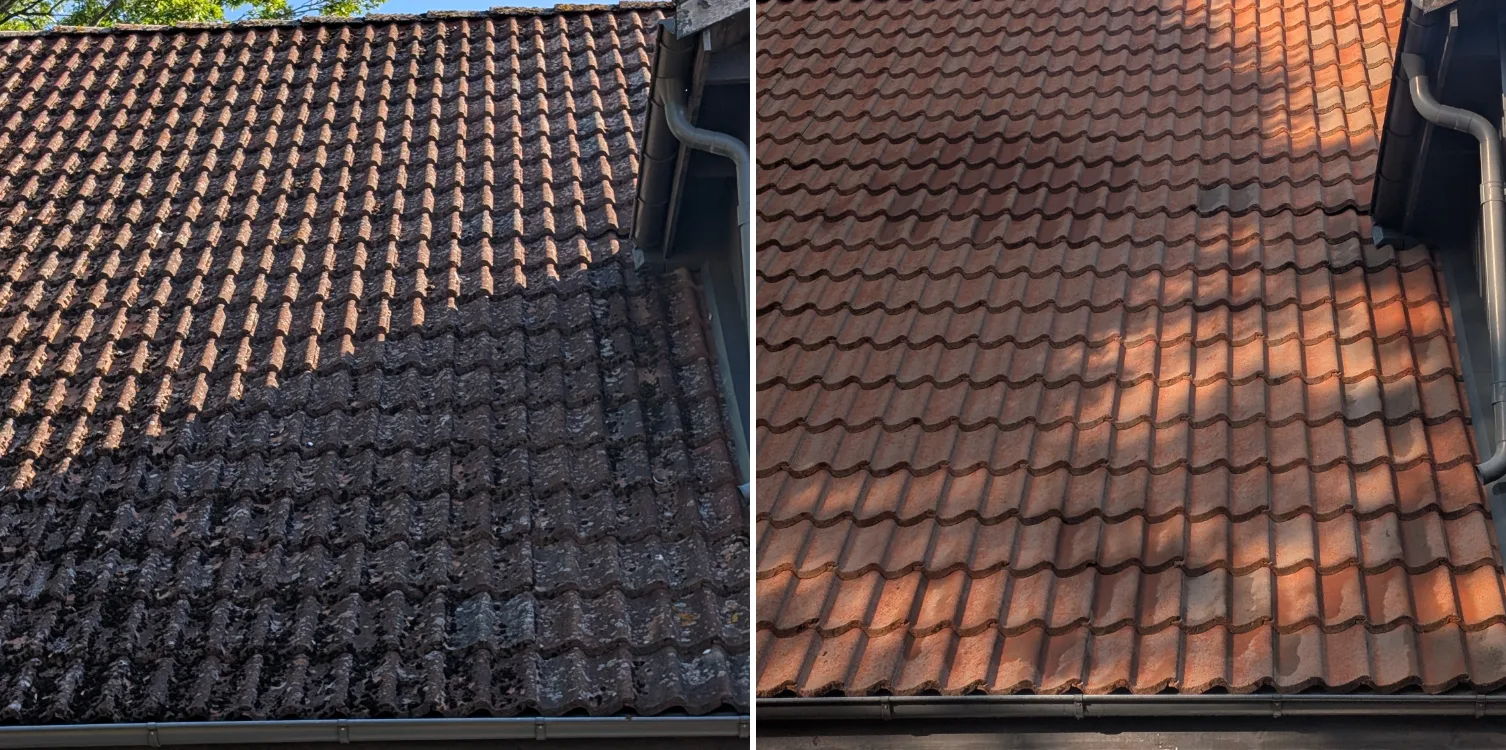 Tak före och efter taktvätt av UNIWASH