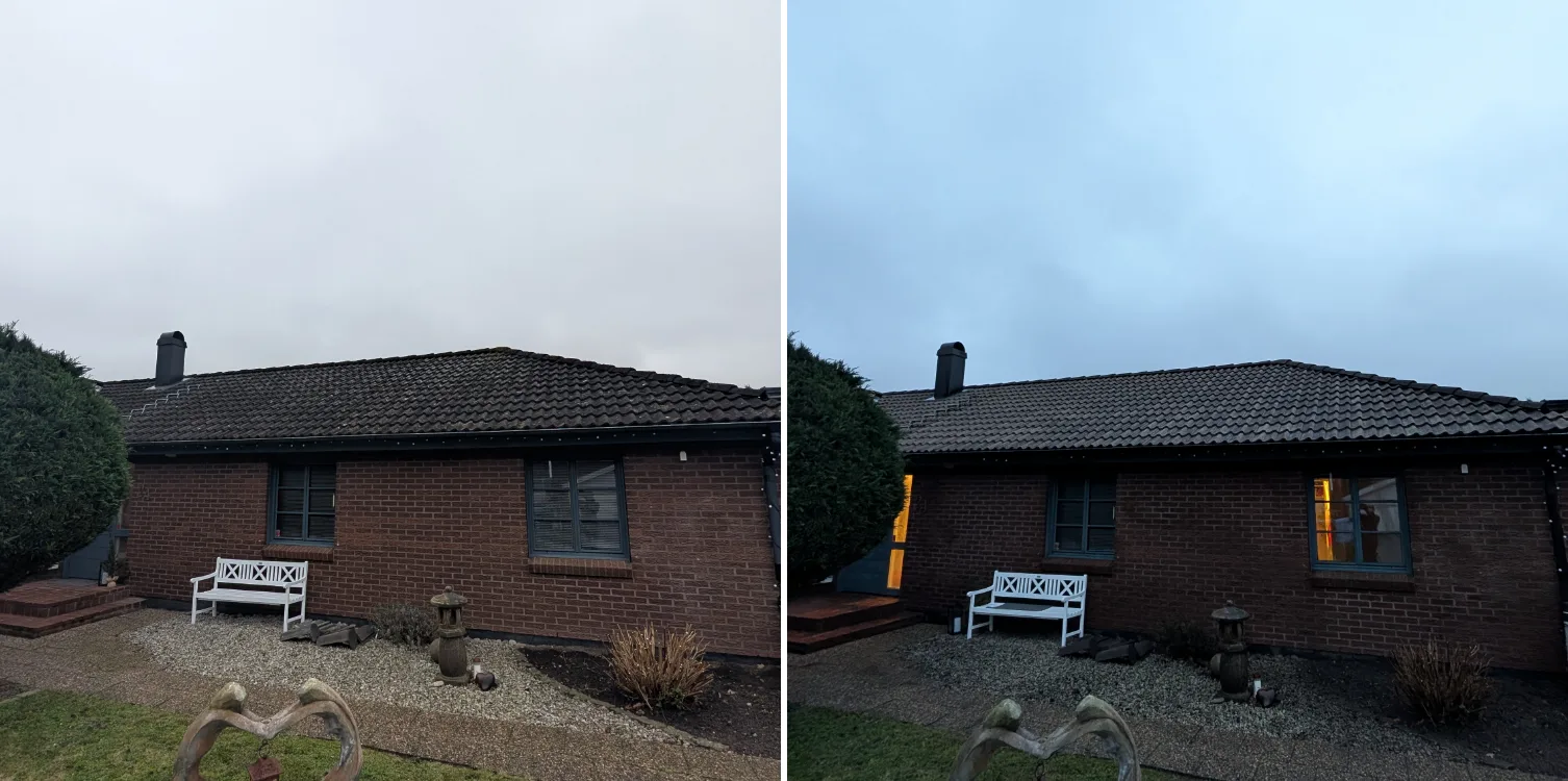 Tak före och efter taktvätt av UNIWASH