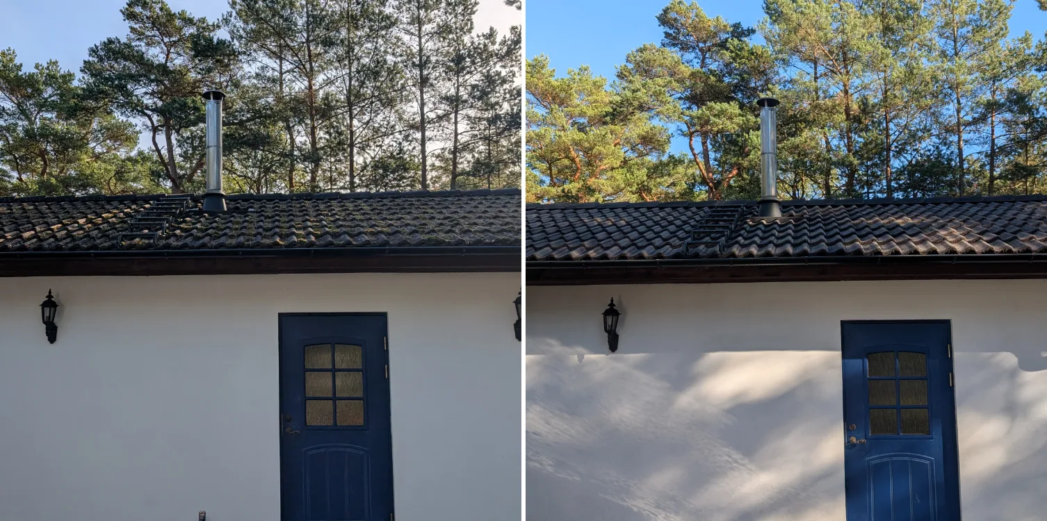 Tak före och efter taktvätt av UNIWASH